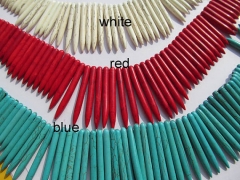 wholesale turquoise beads sharp spikes bar purple red assortment jewelry necklace 20-50mm--2strands