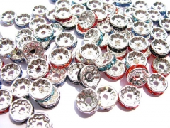 FREE SHIP --BULK rondelle spacer tone silver gold crystal rhinestone assortment jewelry finding 8mm 
