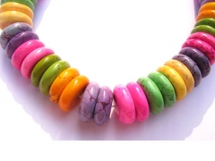 wholesale turquoise stone heishi pink purple green white mixed jewelry beads 14mm--2strands 16inch/p