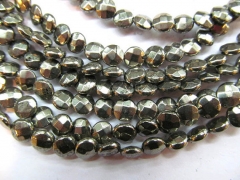 2strands 8-12mm genuine pyrite beads 6mm ,high quality roundel coin flat faceted iron golden gemston