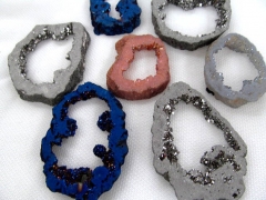 fashion 40-100mm 2pcs Natural Quartz Druzy Crystal Gemstone Handmade nuggets slab rainbow beads