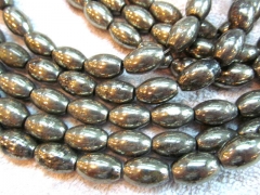 8x12 10x14 12x16 13x18mm full strand genuine pyrite beads ,rice barrel iron golden DIY bead jewelry 