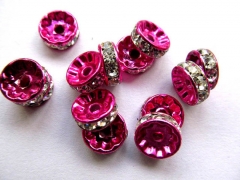top quality crystal rhinestone rondelle hot pink mixed spacer beads 10mm 100pcs