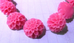 high quality 100pcs 12 16 20 25 30mm resin plastic jewelry bead ,chrysanthemum florial petal druzy pink assortmen