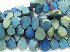 fashion 18-30mm 2strands Titanium quartz crystal freeform nuggets teardrop slab points crab blue ass