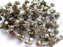 genuine pyrite beads 8-9mm , nuggets freeform squaredelle irregular gold iron beads --2strands 16inc