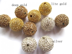high quality bling ball tone spacer round ball silver golden mixed crystal rhinestone jewelry beads 