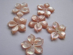 high quality 15mm 50pcs MOP shell mother of pearl florial flowers petal pink red cabochons beads