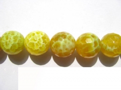 6 8 10 12mm 2strands gergous agate bead round ball faceted cracked lemon yellow crystal jewelry bead