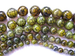 bulk fire agate bead round ball dragon veins yellow green black mixed jewelry spacer 12mm --5strands