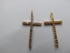 AAA grade 15x35mm 12pcs pave metal spacer &cubic zirconia crystal cross cute teeny multicolor jewelr