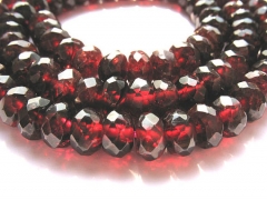 wholesale 4x65x85x10mm 2strands genuine garnet semi precious rondelle wheel faceted red crimson je