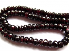 Genuine garnet gemstoner round rondelle wheel faceted crimsone red Burgundy jewelry beads 3x5 4x6 5x