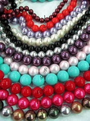 genuine shell round 12mm 5strands 16inch,high quality ball pink white grey mystic assortment jewelry