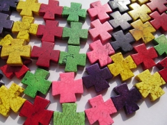 wholesale 3strands 20x20mm turquoise semi precious crosses pink purple red levander multicolor jewel