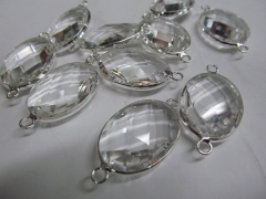 free ship--10-25mm 12pcs Retangle Crystal Glass Brass Silver Gold Pendant Round Faceted Double Conne