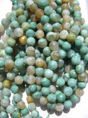 bulk gergous fire agate bead round ball faceted dark green white assortment jewelry beads 6mm --5str