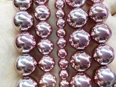 wholesale 2strands 6 8 10 12mm Rose gold Hematite magnetic gem Titanium plated ,round ball silver go