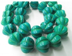 high quality 12mm 16inch turquoise semi precious round ball carved melon tibetant jewelry beads