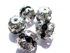 Wholesale 6-12mm 100pcs spacer crystal ball,rhinestone ball, barrel tone silve &black conencto beads