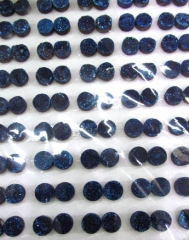 AA grade 24pcs 10mm Calibrated Druzy Cabochon round dark gilltery blue assortment jewelry charm bead