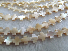 bulk genuine MOP shell 10x10mm 5strands 16inch, mother of pearl MOP cross white brown mixed color je