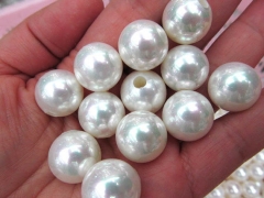 larger hole 8 14 16mm 24pcs handmade genuine pearl round ball freshwater white clear assortment jewe