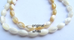 5strands 8x16mm genuine MOP shell Bergius,mother of pearl rice egg white coffee assortment bead