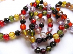 40strands 3 4mm cubic zirconia CZ gemstone roud ball crimson faceted multicolor jewelry beads bracel