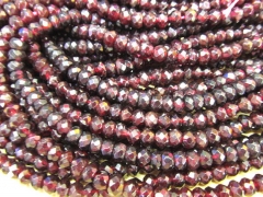 4x6mm 5x8mm 2strands high quality genuine garnet semi precious rondelle wheel faceted red crimson je