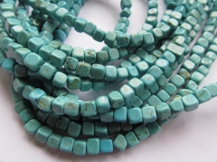 high quality bulk 6mm 5strands turquoise semi precious cubic square box green jewelry beads 16inch/L