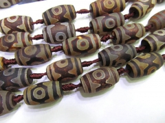 2strands 15-40mm genuine agate DIY bead barrel rice egg tibetant brown white black evil jewelry bead