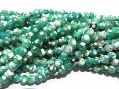 20%off--6mm 5strands gergous agate bead round ball faceted green crab mixed jewelry beads