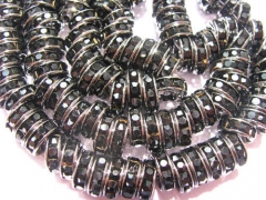 FREE SHIP--200pcs 12mm rondelle crystal rhinestone spacer tone black jet mixed