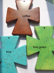 LOT high quality turquoise beads crosses lapis blue mixed color jewelry focal 40x48mm 6pcs