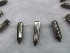 wholesale bulk 10x30mm genuine natural Pyrite gemstone Horn, Bullet gold necklace bead --2strands 16