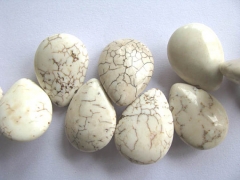 wholesale turquoise semi precious teardrop onion smooth white jewelry bead 12x16mm---2strands 16"/pe