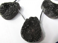 free ship-- 30-50mm full strand Druzy Agate Nugget Stone black multicolor jewelry pendant bead