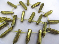 10-45mm 16inch wholesale Gold Druzy Titanium crystal Quartz Charm Beads freeform bullet spikes sharp