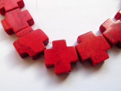 high quality 30mm 2strands turquoise beads crosses hot red assortment jewelry bead