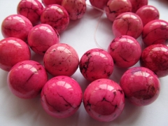 high quality turquoise semi precious round ball fuchsia red mixed jewelry beads 18mm full starnd