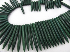 wholesale turquoise beads sharp spikes bar dark green mixed jewelry necklace 20-50mm--2strands