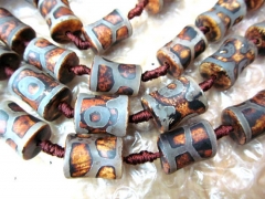 2strands 15-40mm genuine agate DIY bead barrel rice egg tibetant brown wood evil jewelry beads focal