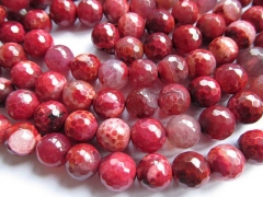 2strands 8-12mm handmade agate bead round ball cracked faceted ruby blood red multicolor jewelry bea