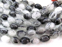 2strands 10-18mm genuine black rutilated quartz stone  barrel rice DIY bead bead