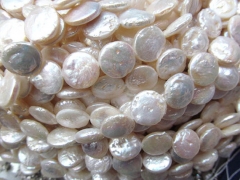 3strands 12mm luster white coin roundel pearl freshwater cultured pearl beads