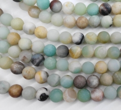 wholesale 2strands 4-16mm Natural amazonite DIY bead Round Ball matte aqua boue rainbow jewelry bead