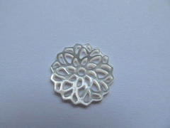 free ship --50pcs 18mm handmade flower carved MOP shell mother of pearl roundel carved white red pur