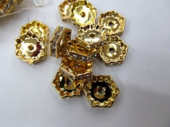 15mm 100pcs spacer crystal rhinestone tone hexagon rondelle silver gold assortment finding beads