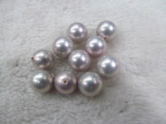 8-12mm 24pcs handmade genuine pearl round ball freshwater gray purple silver assortment jewelry bead